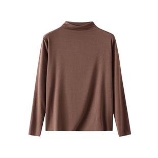 莫代尔半高领打底衫女春秋季内搭洋气黑白色上衣2026新款长袖T恤