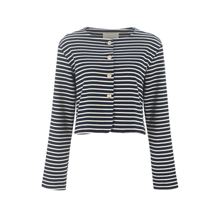 wana try法式休闲条纹外套海军蓝2026春季新款时髦通勤休闲上衣女