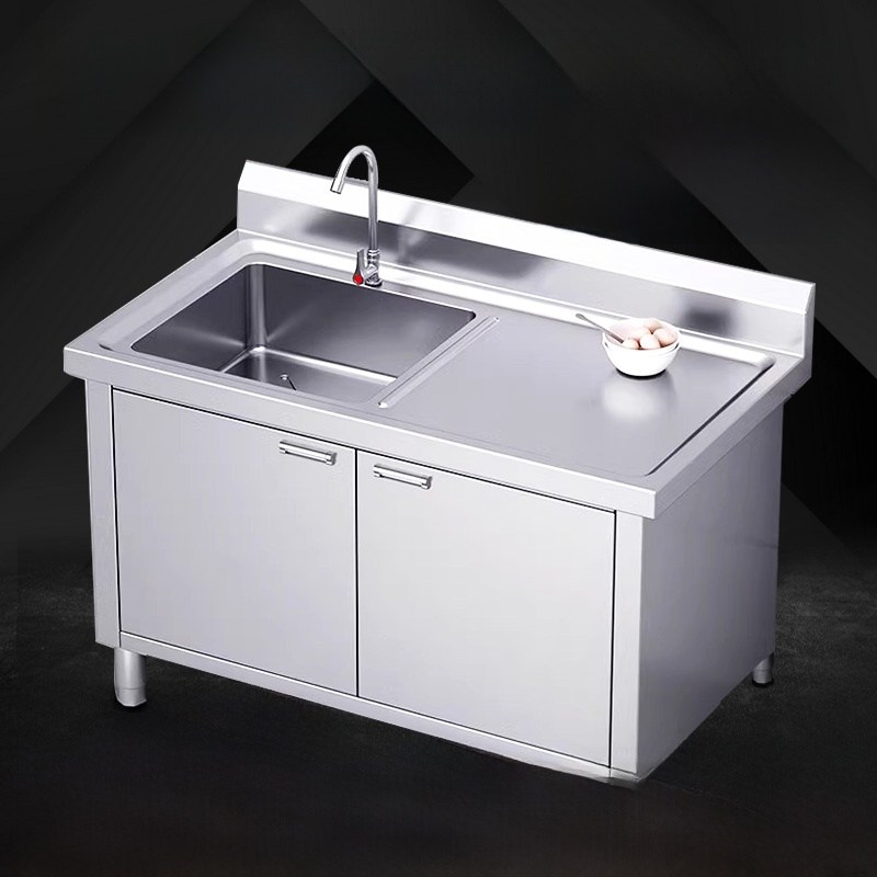 加厚不锈钢水槽一体柜水池厨房柜式家用洗菜洗碗池商用橱柜