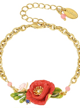 红色虞美人花朵手链女