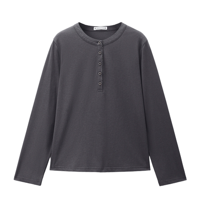 Giordano长袖T恤拼接格纹门筒