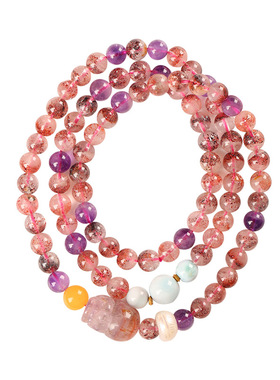 【收藏级】吉饰坊貔貅彩超七三圈手链项链两用海纹石水晶手串手链