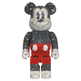 BE@RBRICK积木熊正版Bearbrick 迪士尼 米奇 施华洛世奇水晶 盒损