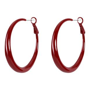 红色港风大圈耳环圈圈女2026新款圆脸显脸小大圆圈复古耳饰素耳钉