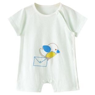 婴儿夏季连体衣新生儿薄款短袖纯棉哈衣男女幼儿夏装睡衣宝宝衣服