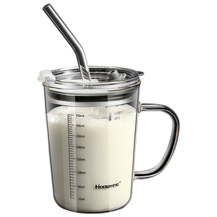 玻璃吸管杯女生耐热水杯男咖啡杯便携式冷饮带盖豆浆果汁奶茶杯子