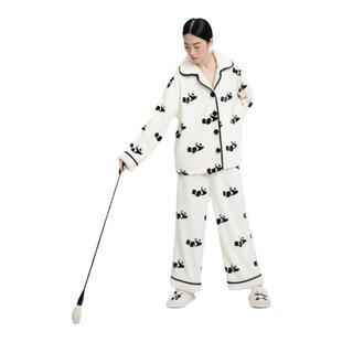 tbh野兽派家居熊猫嘭嘭法兰绒家居服套装可外穿秋冬长袖情侣睡衣*