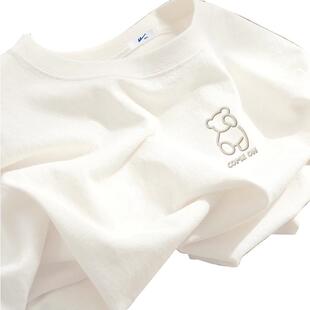 回力纯棉短袖男春秋2026新款小熊图案t恤男士白色长袖圆领打底衫Y