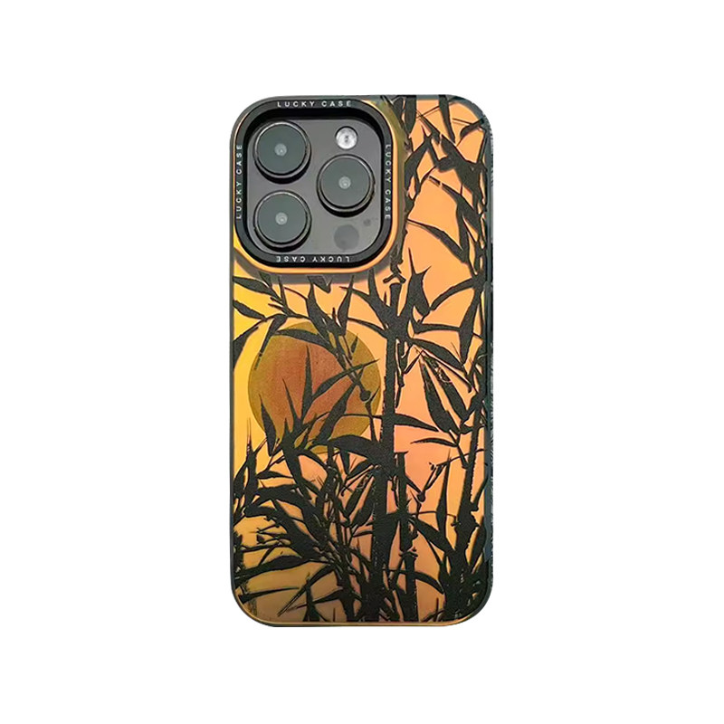 竹中窥日丨言西原创丨imd镭射手机壳国风新中式小众高级艺术感iphone15promax苹果14/13/1211手机套