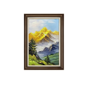 美式入户玄关装饰画背有靠山挂画山水风景壁画正对门走廊过道油画