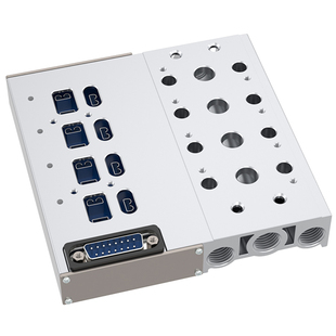 气动电磁阀组4V210-08集成下插式阀岛气阀总线阀板24V汇流板底座