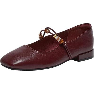 百思图2026春季新款法式玛丽珍鞋小皮鞋粗跟方头女单鞋F0516AQ6