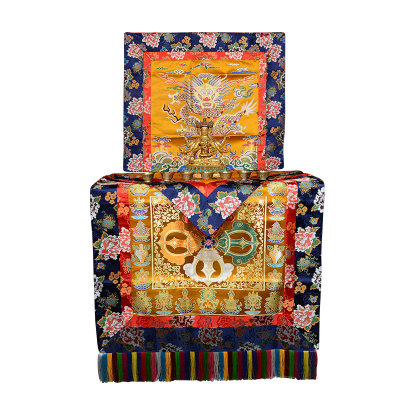 藏式牡丹花桌布八吉祥绣花供桌布供台垫宝顶宝盖佛堂装饰布