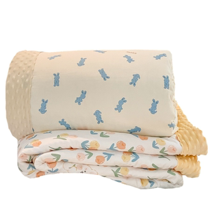 加厚夹棉宝宝豆豆毯双层纱布A类小被子儿童毯子毛毯安抚毯沙发盖