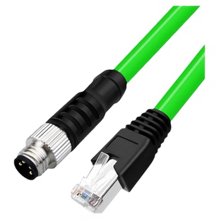 工业M8转RJ45以太网线4芯A型编码航空插头传感器高柔拖链连接
