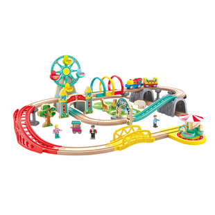 Hape木制火车轨道小镇运输收纳套装儿童男孩女孩宝宝益智玩具礼物