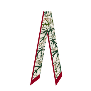 插画师复古水彩手绘植物热植魔镜秋海棠飘带丝带长窄丝巾发带领巾