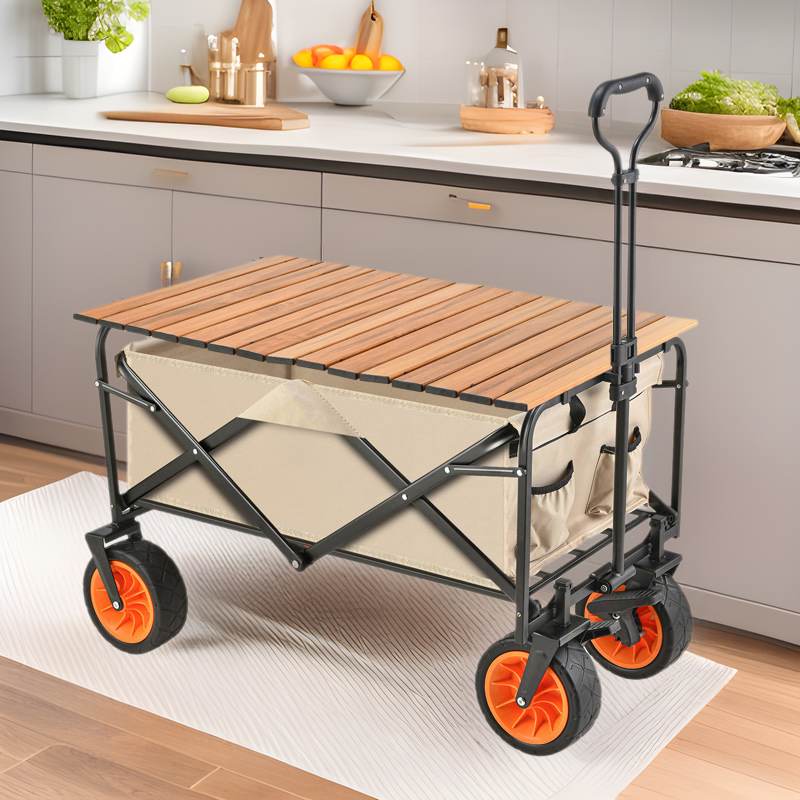 营地小推车野餐拉车家用户外拉货折叠拉杆车带桌板便携夜市摆摊车