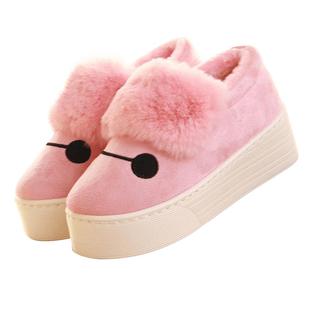 室内家居棉鞋高跟坡跟防滑冬季女士包跟厚底韩版可爱棉拖鞋女冬天