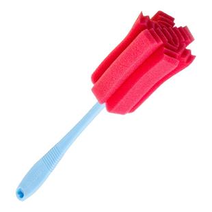 小白兔新款刷子红玻璃杯加硬杯杆长柄刷长瓶茶水杯刷洗海绵刷厨房