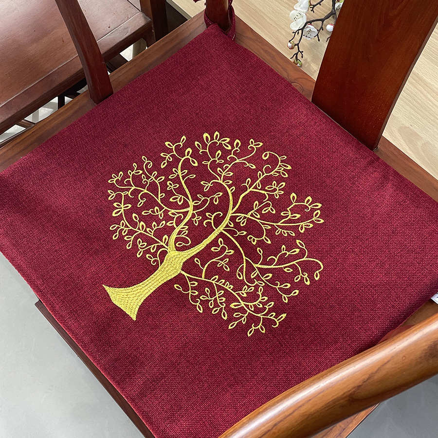 新中式刺绣红木沙发椅子坐垫太师椅屁股垫圈椅座垫餐椅垫可拆洗