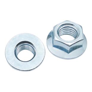 GB6177镀锌平底六角法兰面螺母4M5M6M8M10M12M14自带垫圈光面螺帽