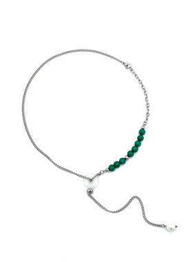 复古国潮猫眼石钛钢拼接项链男女