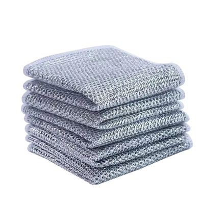 10条银丝抹布双面网格洗碗布