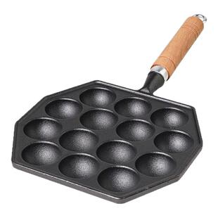 章鱼小丸子机铸铁家用无涂层不粘煎蛋锅烧鹌鹑蛋模具虾扯烤盘工具