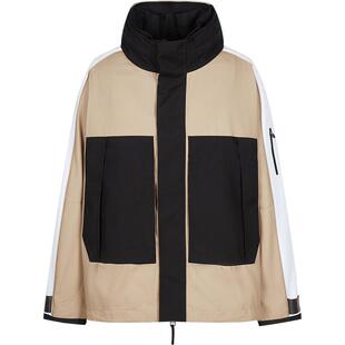 速写男装早春新款男士外套连帽撞色拼接夹克轻户外休闲运动感时尚