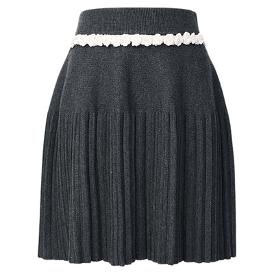 ORA GENESIS2025秋季新品手钩花针织百褶半裙