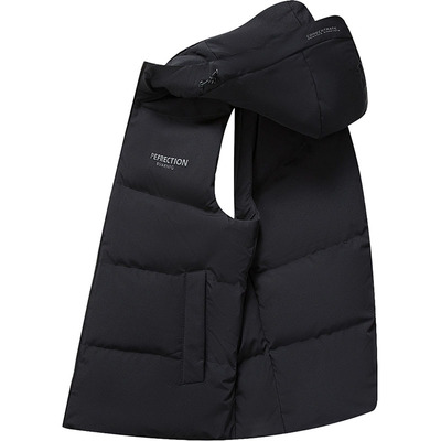 雅鹿男士短款连帽羽绒马甲