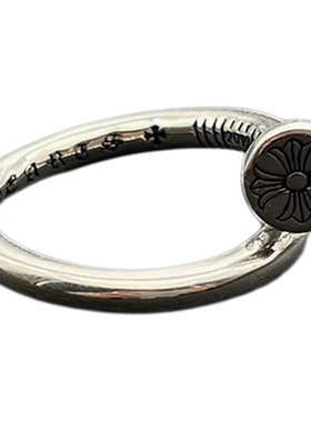 s925纯银克罗伈复古平面钉子开口戒指男女欧美嘻哈指环经典款叠戴