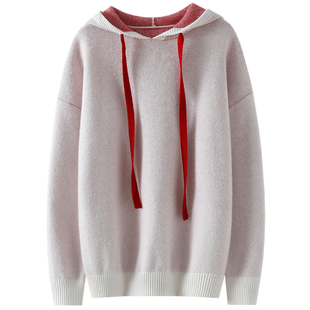 秀场日常~加厚100%纯山羊绒帽衫女纯羊绒毛衣针织连帽卫衣秋冬季