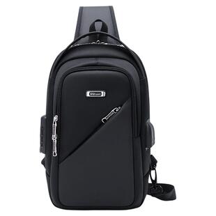 单肩斜挎包男 大容量新款防盗胸包带锁多功能商务出行密码锁通勤