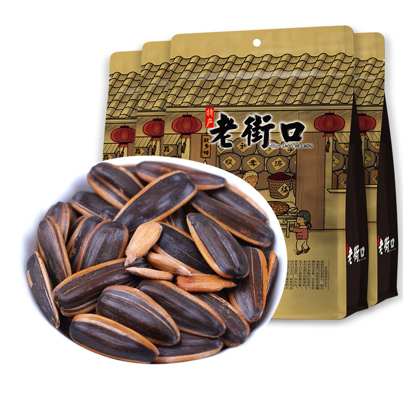 老街口焦糖山核桃味瓜子口口福系列500gx4葵花籽坚果炒货休闲零食