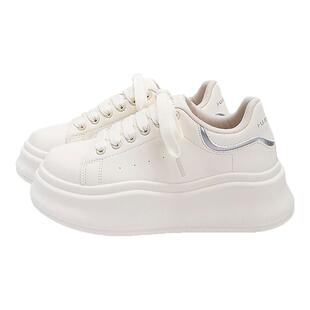 环球小白鞋女款2025新款夏季透气百搭厚底增高板鞋女休闲鞋子女鞋