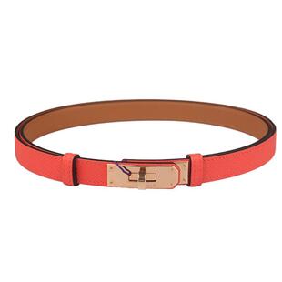 HERMES(爱马仕)KELLY 18腰带原野橙EPSOM皮1.8cm宽/60-100cm腰带H