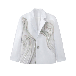 介尺JIECHI「年轮沉雪」新中式刺绣休闲宽松西服外套男高级感小众