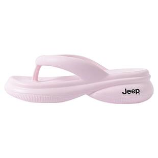 JEEP拖鞋女夏外穿2026新款厚底坡跟凉拖鞋女款粉色海边夹脚人字拖