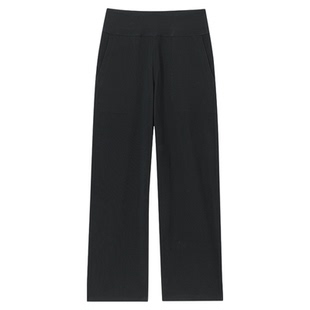 拓路者薄绒直筒长裤女款春季黑色休闲裤松紧腰纯色显瘦针织裤子