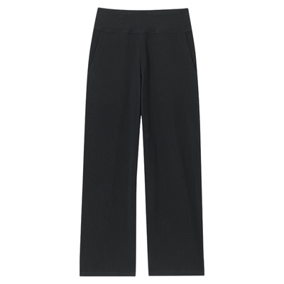 拓路者薄绒直筒长裤女款2025年秋季新款黑色休闲裤松紧腰针织裤子