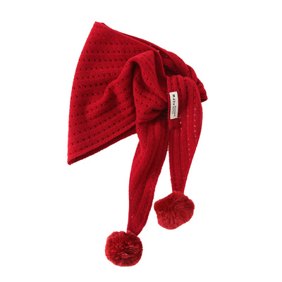 新年红羊毛针织加厚保暖三角披肩