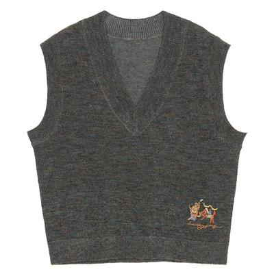 谜底针织背心马夹女秋新品文艺风百搭宽松毛衣马甲243MZ1328