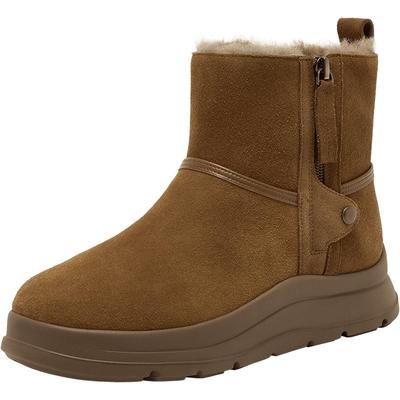 王子奇同款Bata暖绒布朗尼女加绒25冬商场羊毛厚底雪地靴AD149DD5