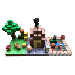 我的世界磁力方块磁铁积木玩具模型村长之家人仔套装儿童礼物套装