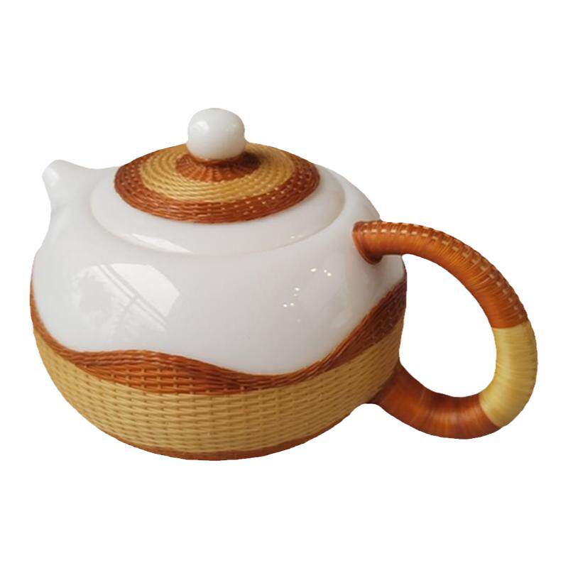 瓷胎竹编茶具套装茶壶扣送礼佳品