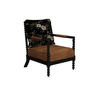 意美诗法式复古纯实木懒人珍珠椅小户型家用客厅中古色单人沙发椅