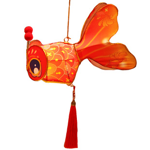 手工立体金鱼灯笼成品手提发光大眼金鱼中国风复古风花灯宫灯中秋