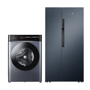 云米冰洗套装对开门冰箱603L带独立制冰盒+10公斤滚筒洗衣机组合